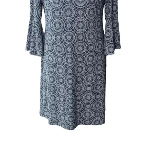 Tommy Hilfiger Navy Blue & White Medallion Print 3/4 Sleeve Back Zip Dress 8 - Picture 3 of 10